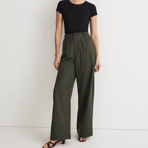 Madewell Harlow wide-leg pant in Dark Forrest